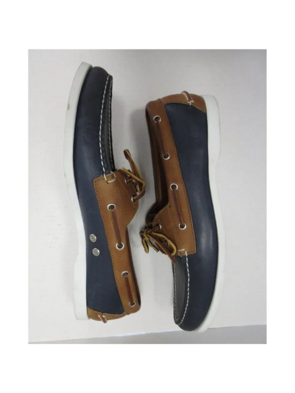 Rancourt & Co Boat Shoes 11 D Navy Leather Moccasin Lace Up USA Made